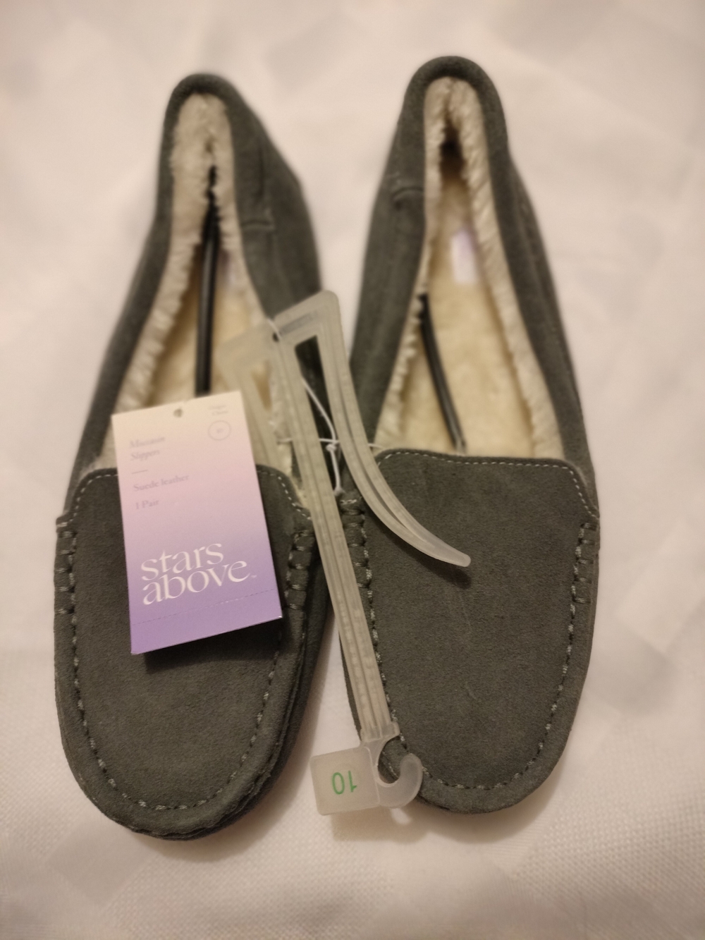 Stars Above Gray Gemma Moccasin Slippers Size 10 NWT